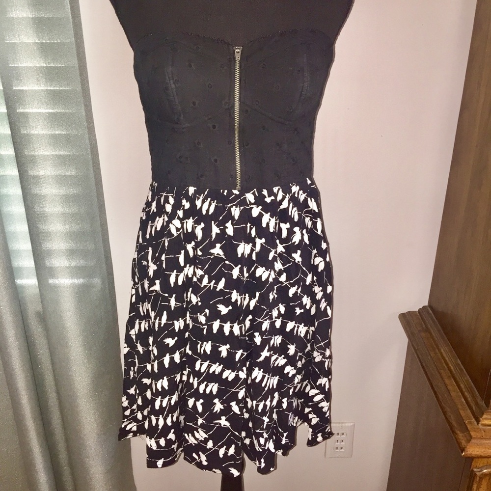 Strapless corset style zip front sundress